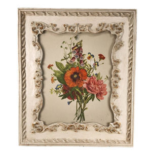 ANTIQUE French Plaster Botanical Frame 8x10 Cream & Gold Gilt early 1800s